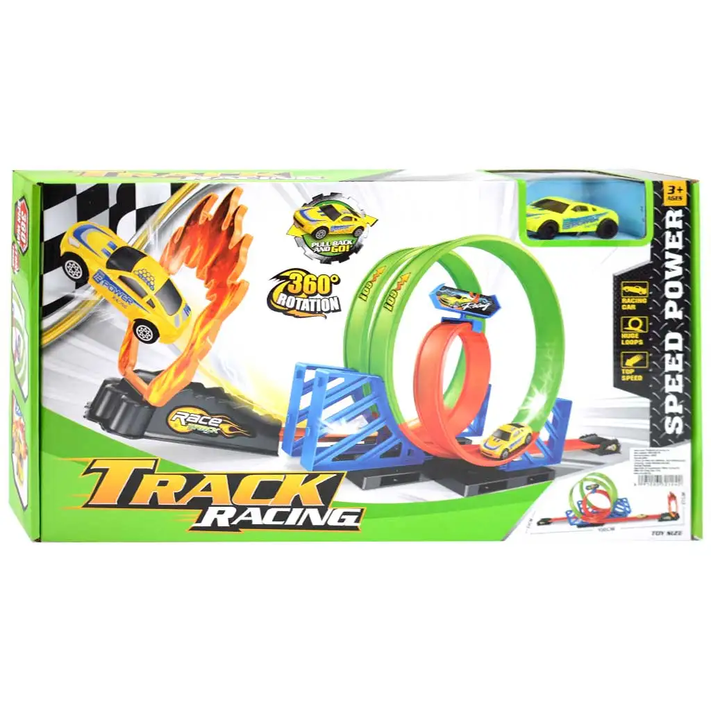 Track Racing: 360°-os dupla szuper hurok versenypálya 1db kisautóval 1/64 kép 1
