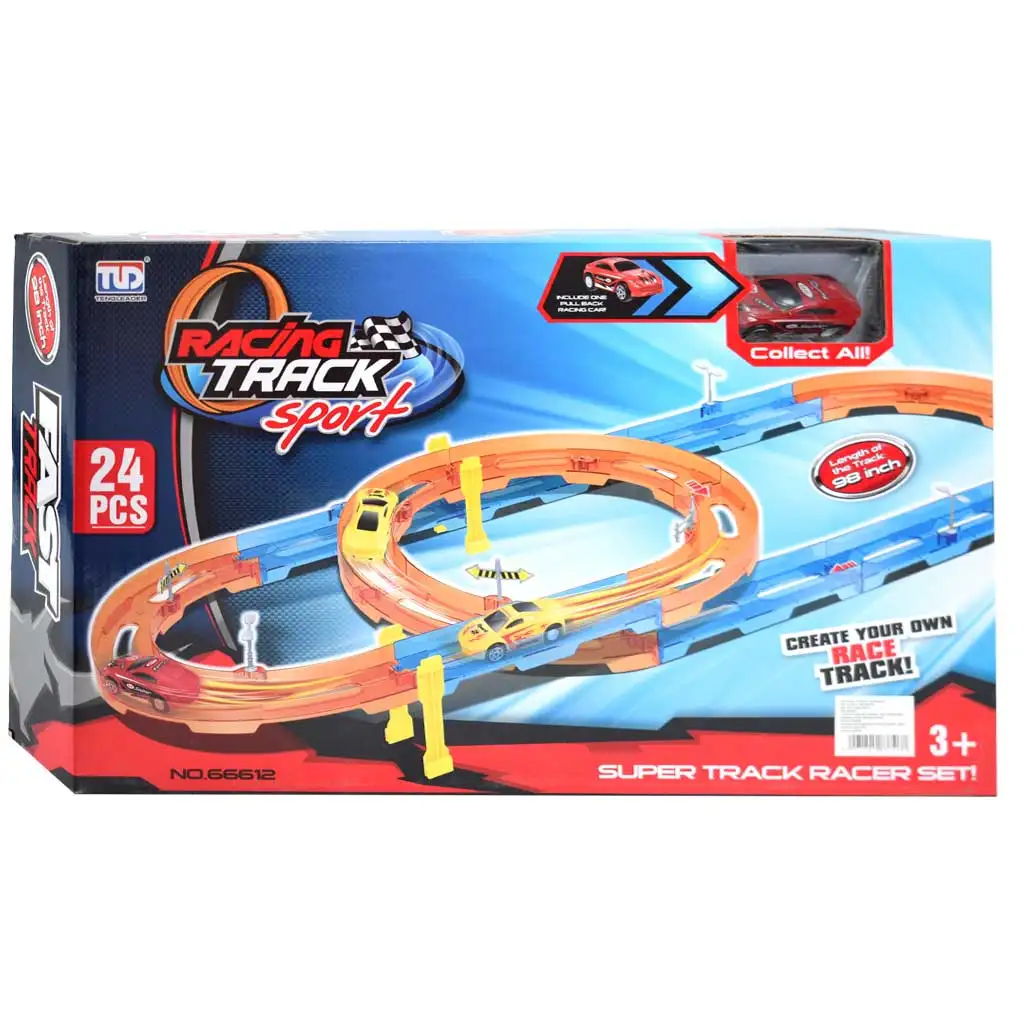 Super Track 24db-os versenypálya szett spirállal és hátrahúzható autóval 1/64 kép 1