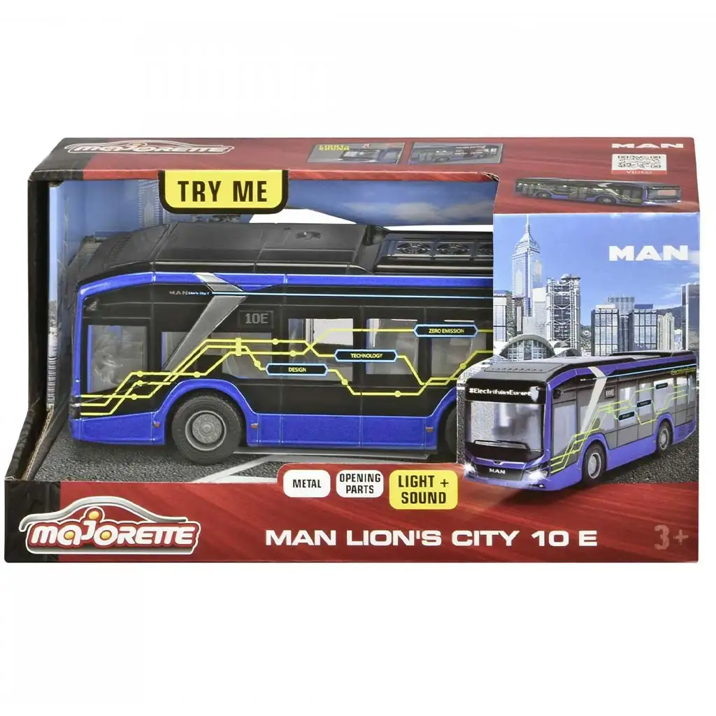 Majorette: MAN Lion's City 10E busz fénnyel és hanggal - Simba Toys kép 1