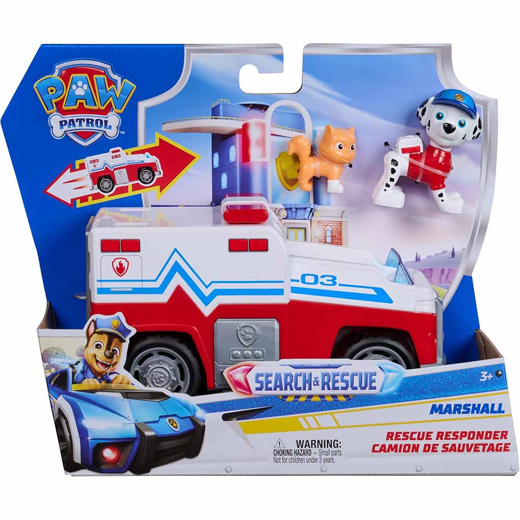 Mancs Őrjárat: Search & Rescue Hátrahúzható Marshall járgánya figurával - Spin Master kép 1