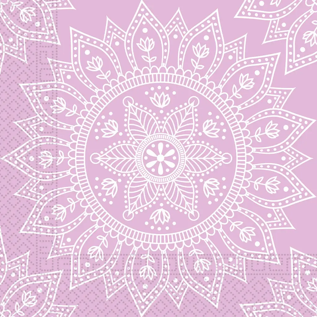 Mandala lila-fehér papírszalvéta szett – 2 rétegű, 33x33 cm, 20db kép 1