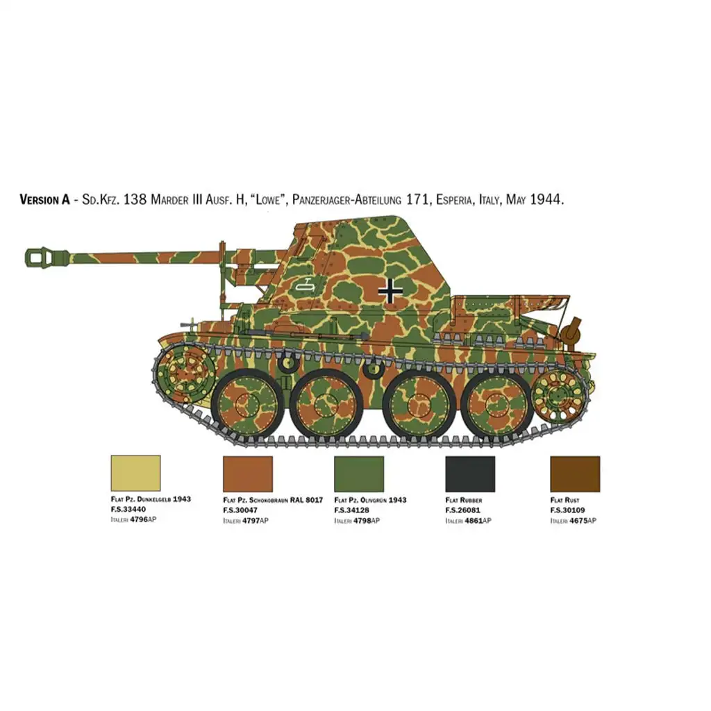 Italeri 1/35 Marder III Ausf. H Sd.Kfz.138 tank makett kép 3