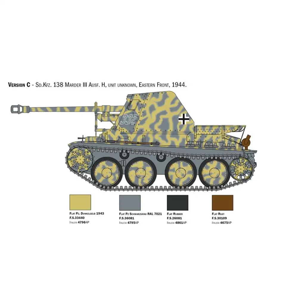 Italeri 1/35 Marder III Ausf. H Sd.Kfz.138 tank makett kép 4