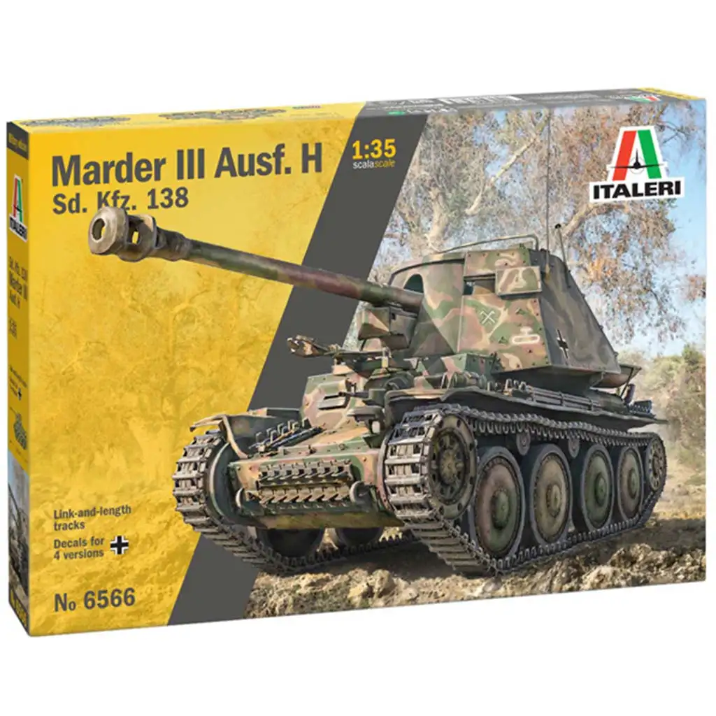 Italeri 1/35 Marder III Ausf. H Sd.Kfz.138 tank makett kép 1