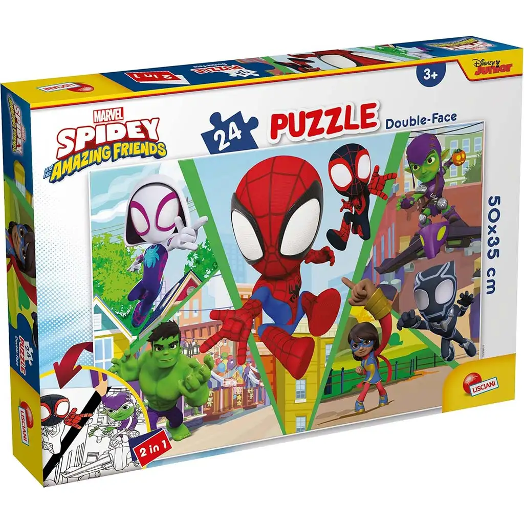 Marvel Spidey harcol 2 az 1-ben 24db-os puzzle és színező 50x35cm - Lisciani kép 1