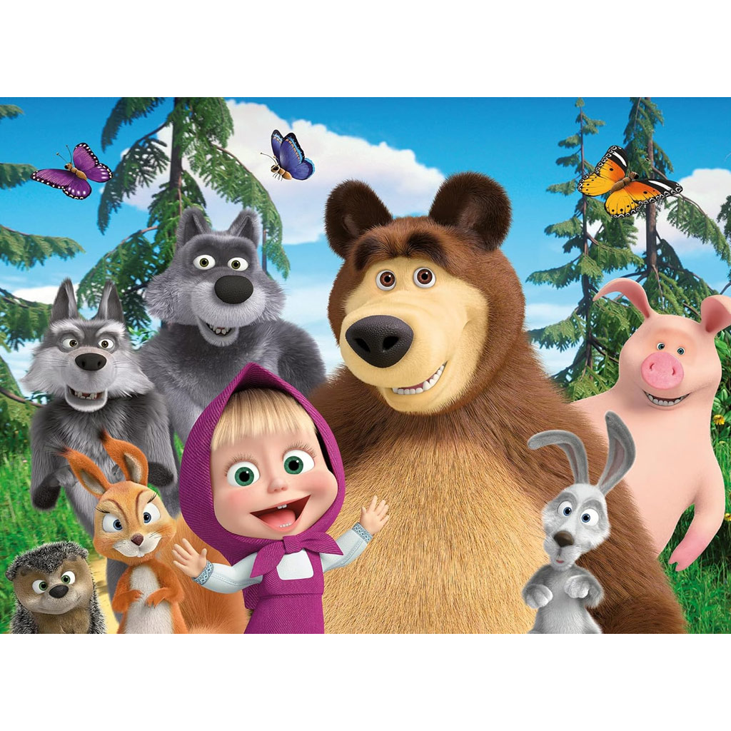 Mása és a medve 2 az 1-ben 60db-os Eco puzzle és színező 70x50cm - Lisciani kép 2
