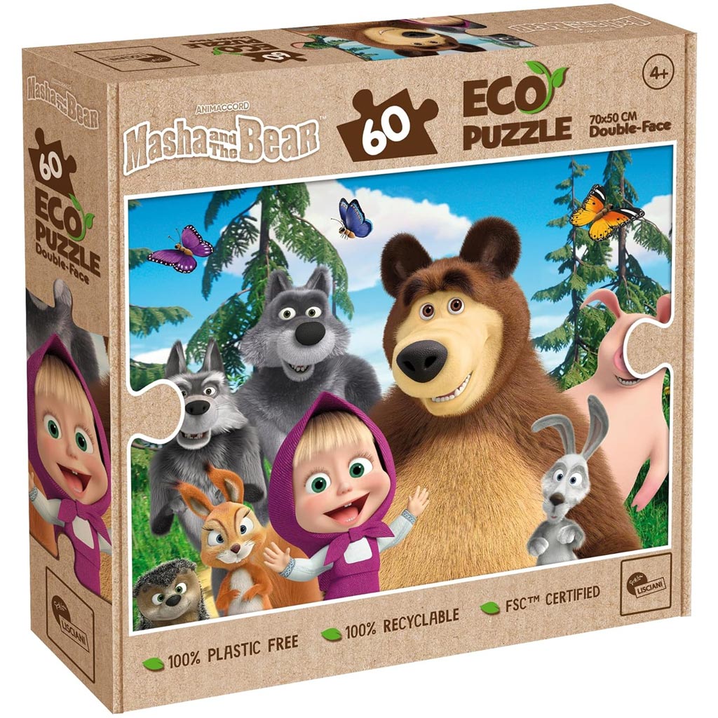 Mása és a medve 2 az 1-ben 60db-os Eco puzzle és színező 70x50cm - Lisciani kép 1