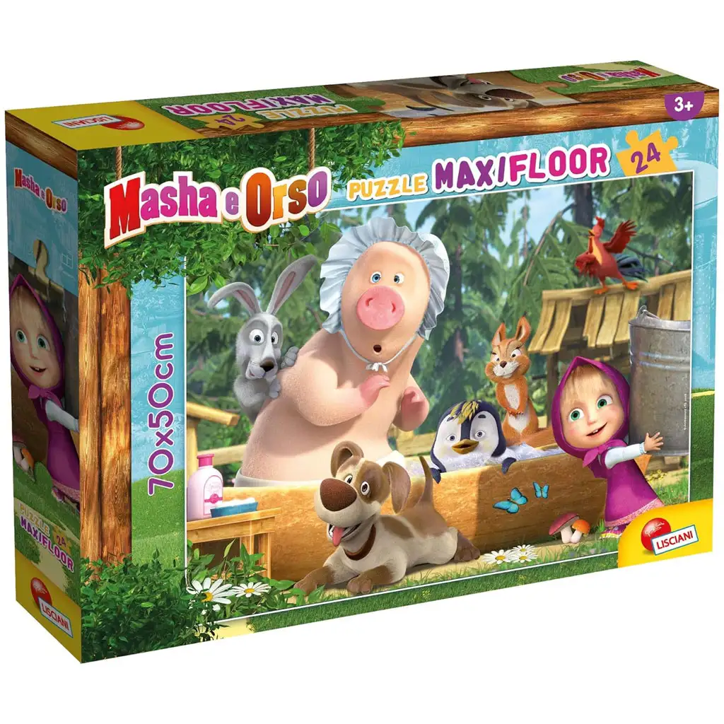 Mása és a medve fürdőzés 24db-os maxi padló puzzle 70x50cm - Lisciani kép 1