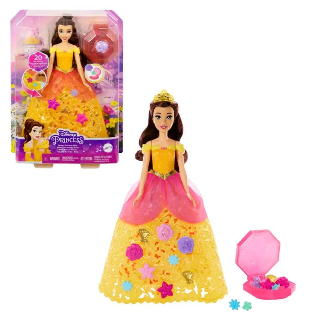 Disney Hercegnők: Virág varázslat Belle baba kiegészítőkkel - Mattel kép 1