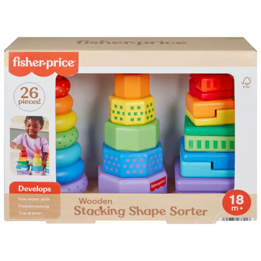 Fisher-Price Színes formaválogató és toronyépítő piramis játékszett - Mattel kép 1