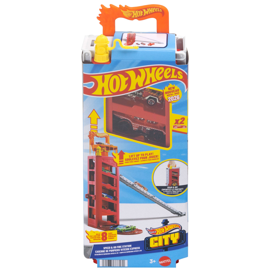 Hot Wheels: Turbó start tűzoltóállomás 2db kisautóval - Mattel kép 1