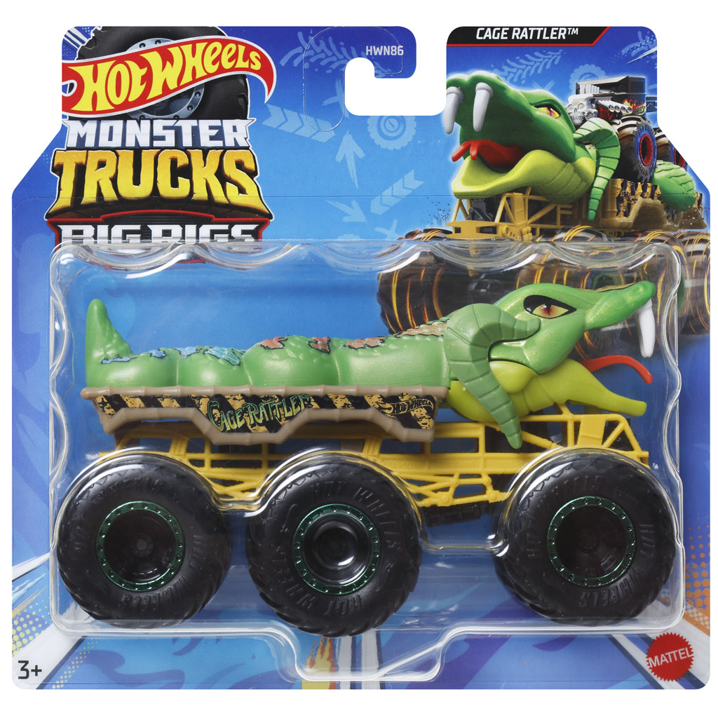 Hot Wheels Monster Trucks: Big Rigs Cage Rattler hatkerekű járgány 1:64 - Mattel kép 1