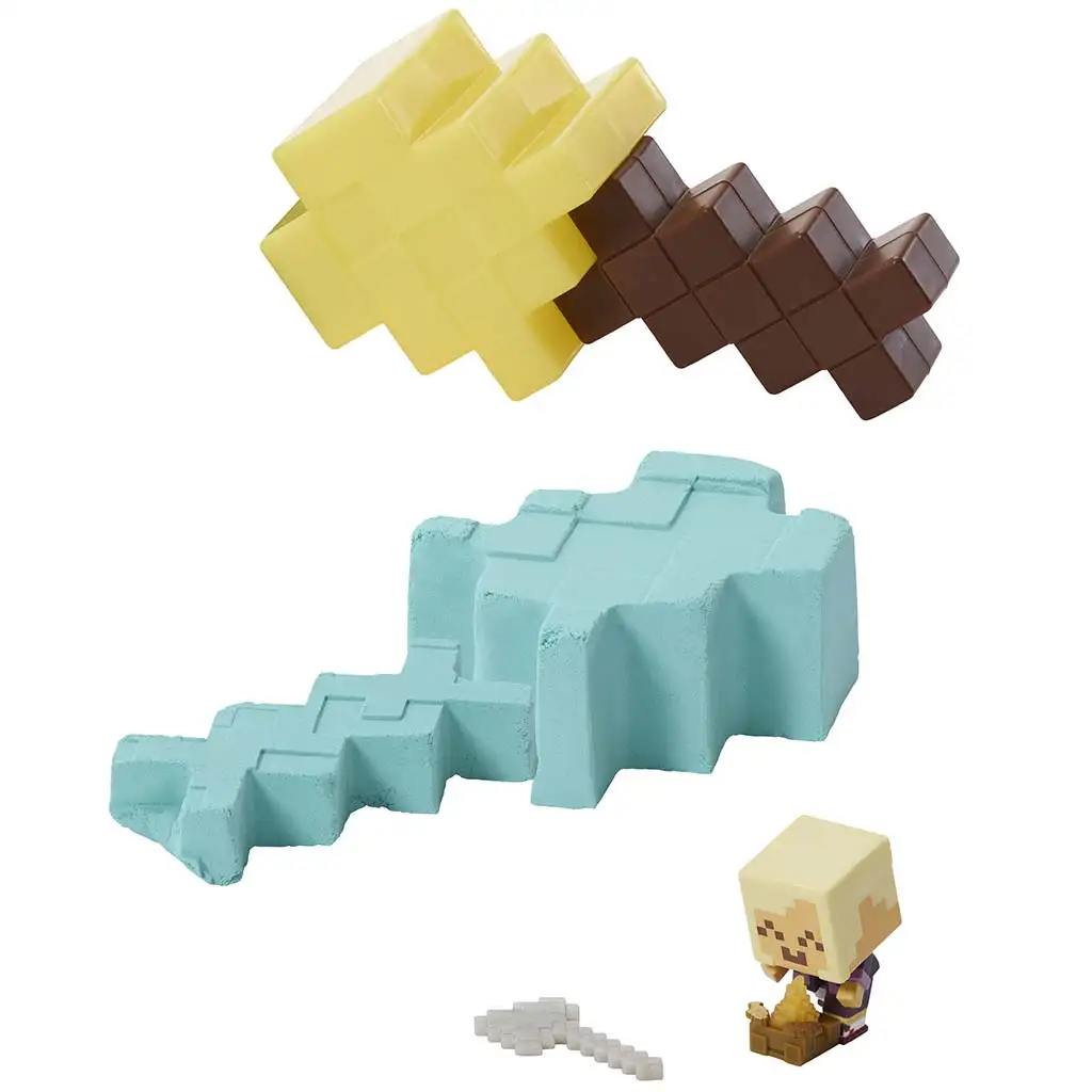 Minecraft: Reveal Aranyszőke Hajós minifigura sárga kard alakú tárolóban - Mattel kép 1