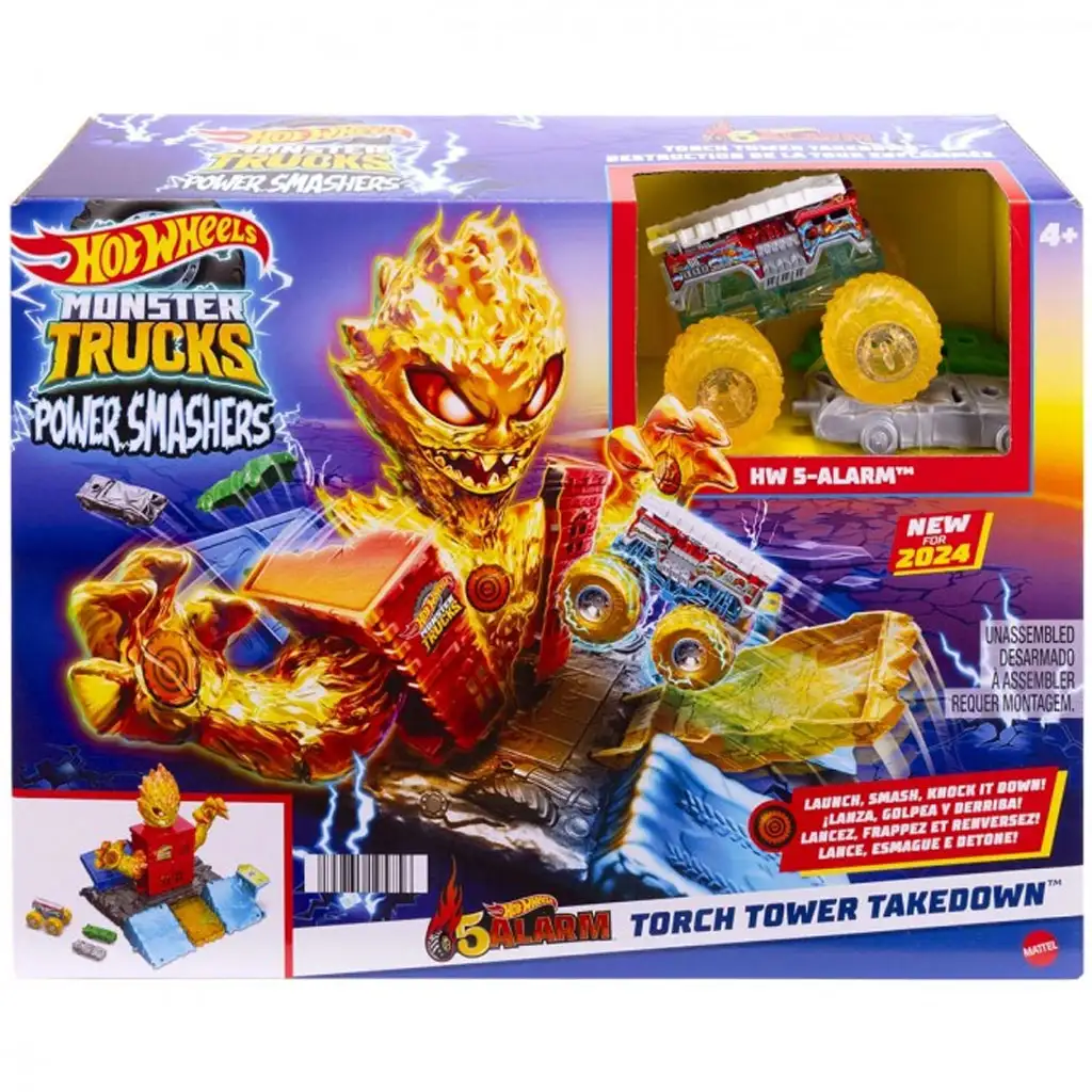 Hot Wheels: Monster Trucks Power Smashers tűzszörny pályaszett - Mattel kép 1
