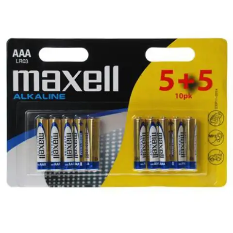 Maxell: Alkáli ceruzaelem 1.5V AAA LR03 5+5db bliszteres csomagolásban kép 1