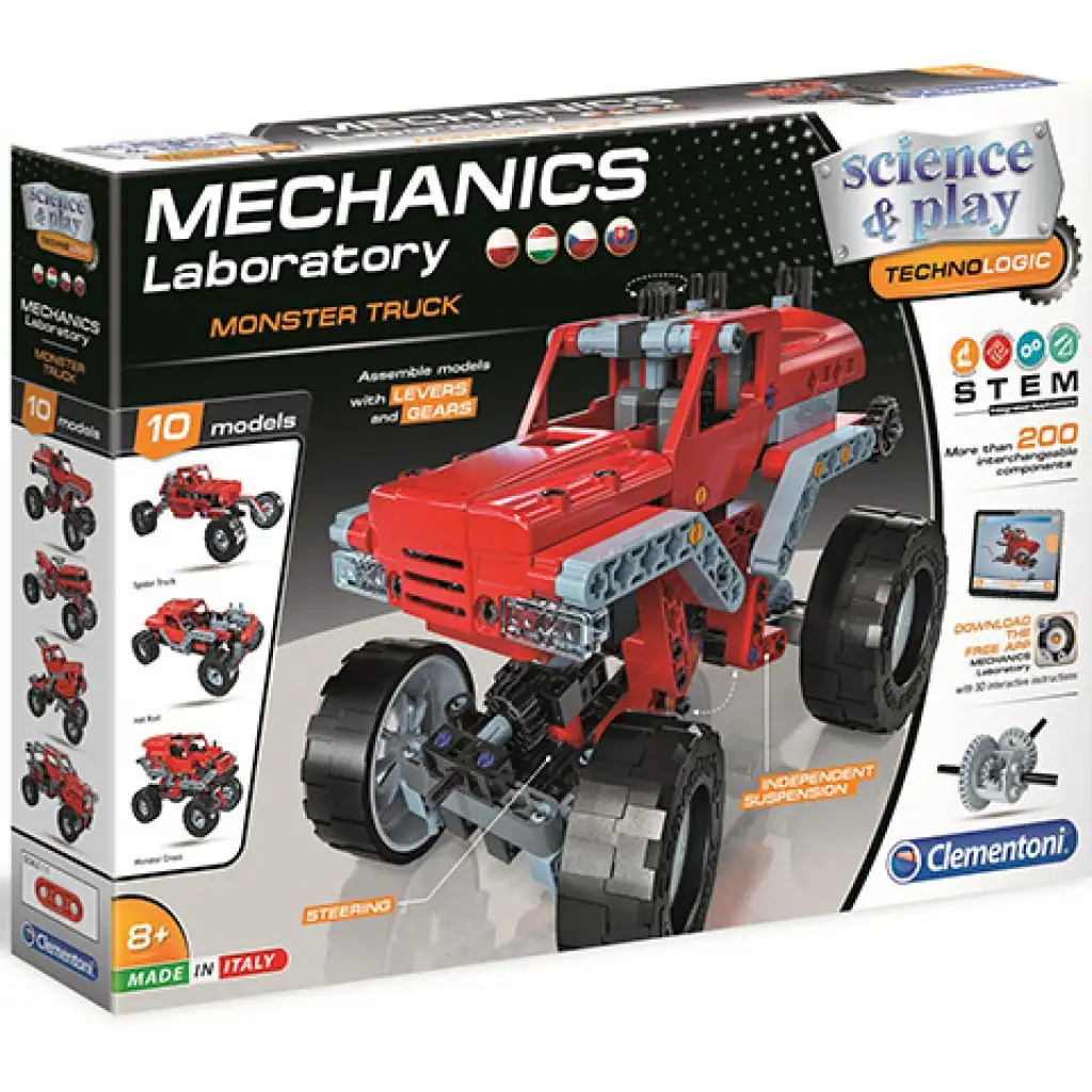 Mechanikai labor Monster Truck 10 az 1-ben építőjáték - Clementoni kép 1