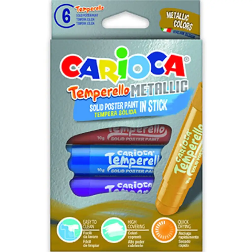Metál fényű tempera stick 6db-os szett - Carioca kép 1