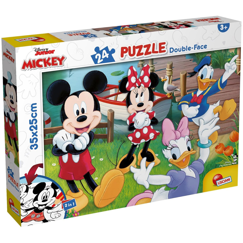 Mickey egér 2 az 1-ben 24db-os puzzle és színező 35x25cm - Lisciani kép 1
