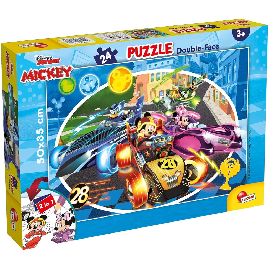 Mickey egér 2 az 1-ben 24db-os puzzle és színező 50x35cm - Lisciani kép 1