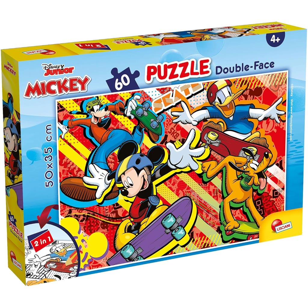 Mickey egér 2 az 1-ben 60db-os puzzle és színező 50x35cm - Lisciani kép 1