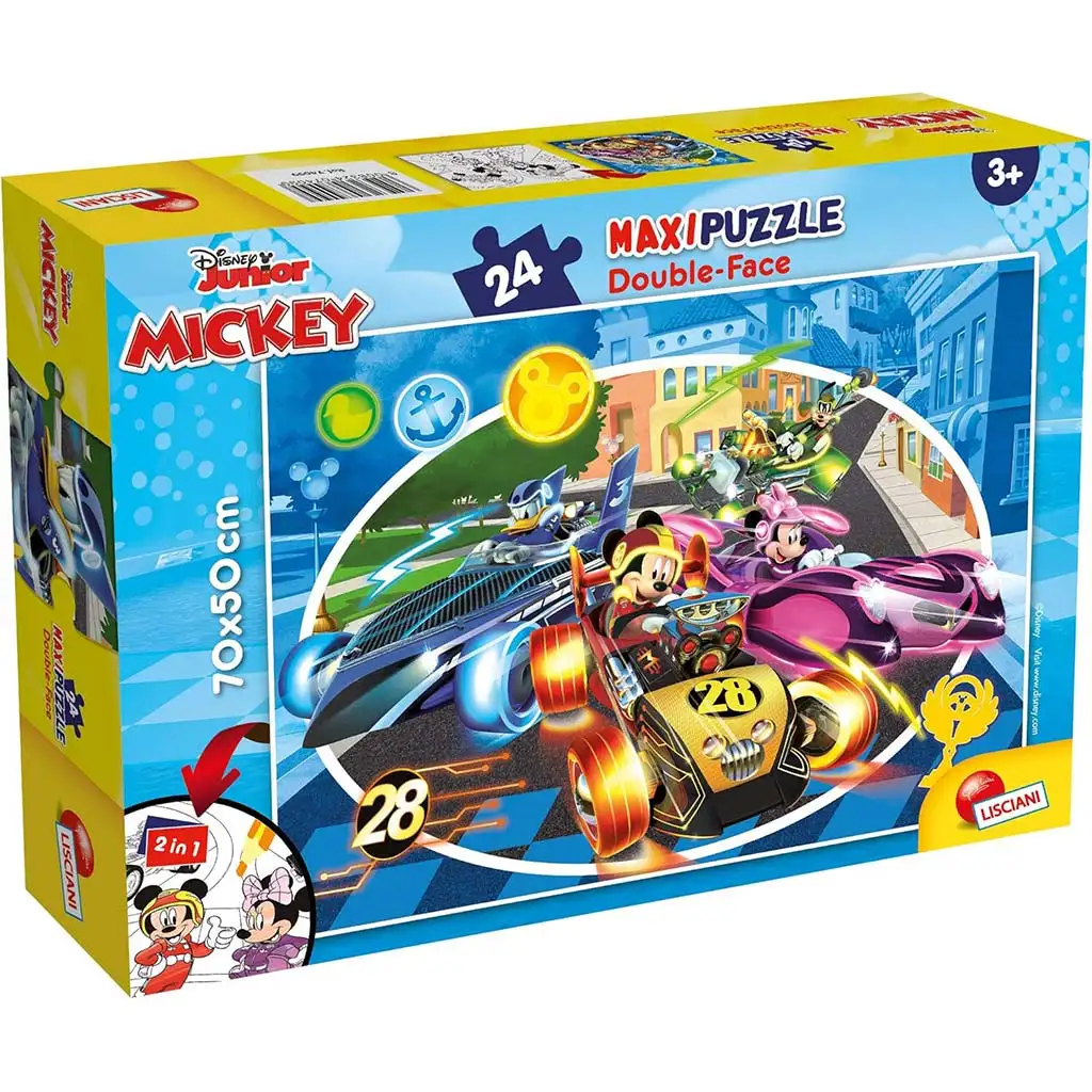 Mickey egér 2 az 1-ben maxi 24db-os puzzle és színező 70x50cm - Lisciani kép 1