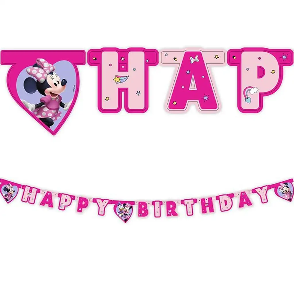 Minnie egér és Daisy szülinapi "Happy Birthday" feliratú party banner 200cm kép 1