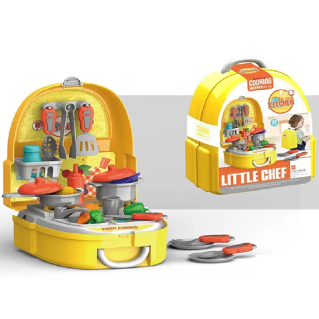 Little Chef minikonyha készlet vállra akasztható hátizsákban 26db-os készlet kép 1