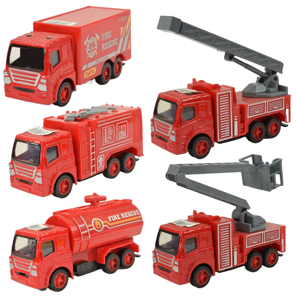 Fire Rescue: Lendkerekes tűzoltósági kamion többféle változatban 9,5cm 1db kép 1