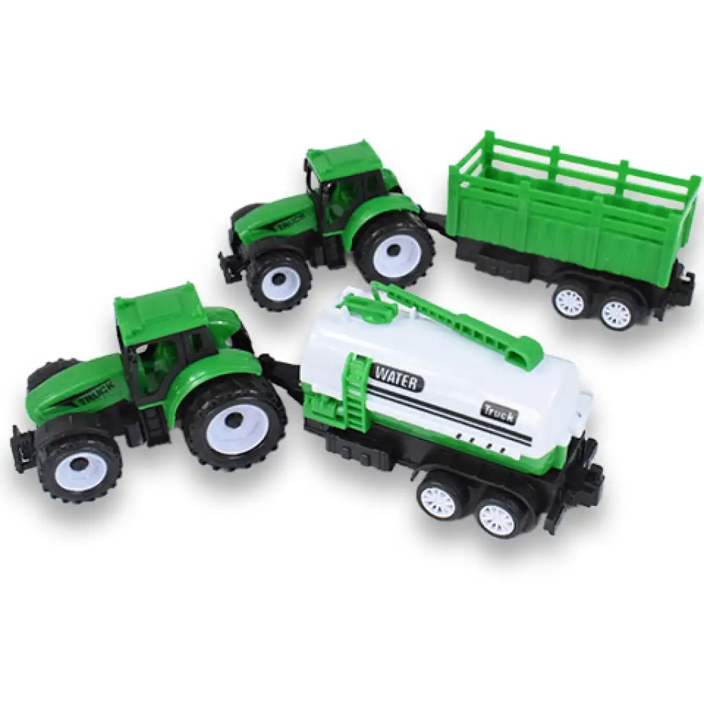 Farm Truck: Zöld két részes traktor szett utánfutóval kép 2