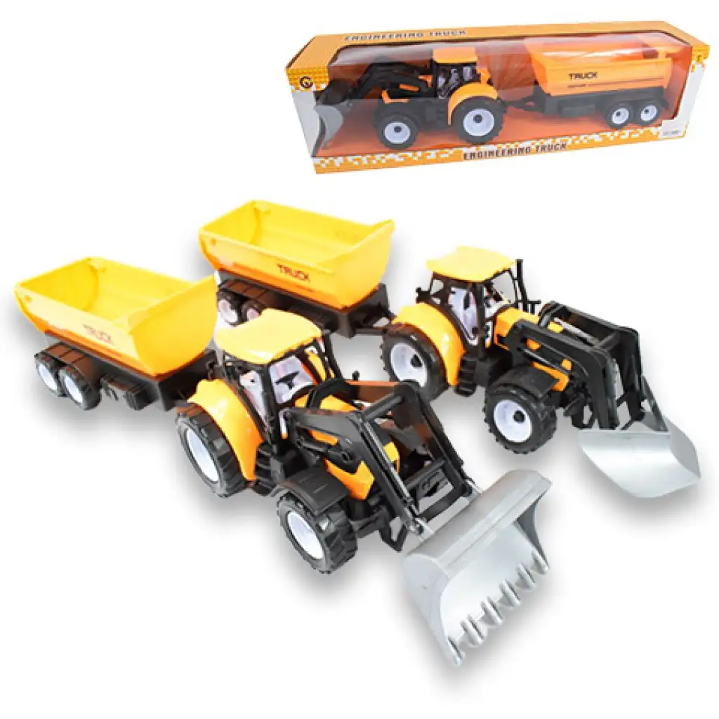 Engineering Truck: Kotró traktor munkagép utánfutóval 45cm kép 1