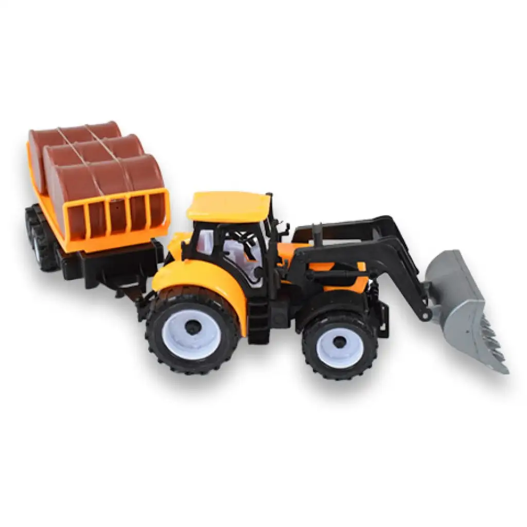 Engineering Truck: Kotró traktor utánfutóval és hordókkal többféle változatban 43cm kép 3