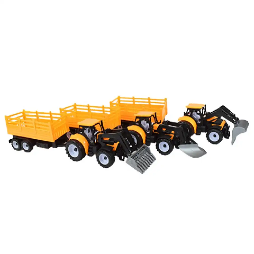 Engineering Truck: Kotró traktor munkagép kéttengelyes utánfutóval 45cm kép 2