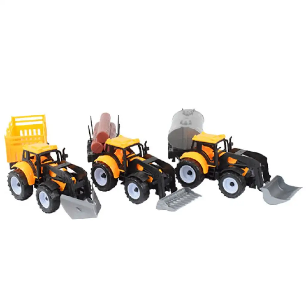 Engineering Truck: Három darabos kotró traktor szett utánfutókkal 28cm kép 2
