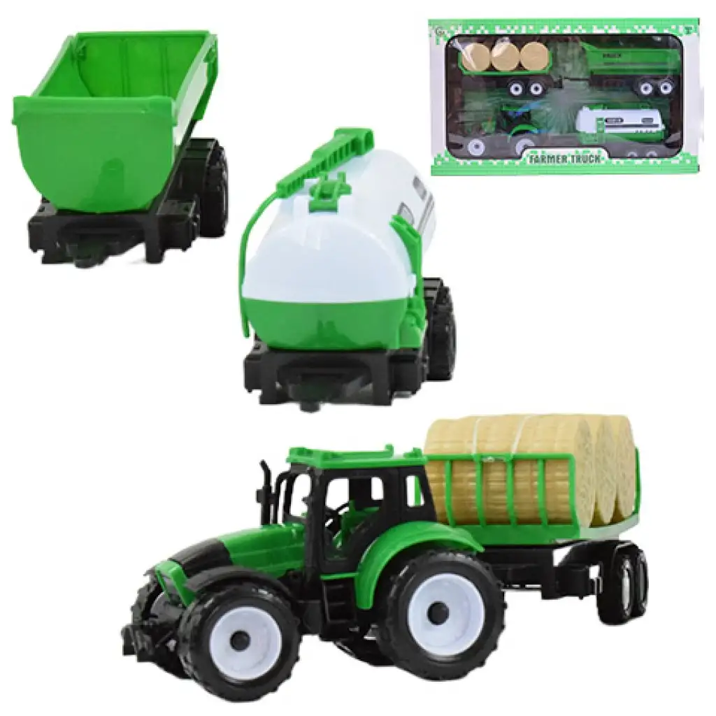 Farmer Truck: Mezőgazdasági traktor szett utánfutókkal 28cm kép 1