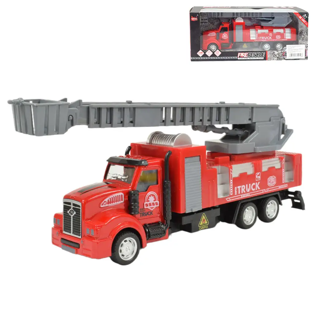 Fire Rescue: Lendkerekes tűzoltósági létrás kamion 22cm kép 1