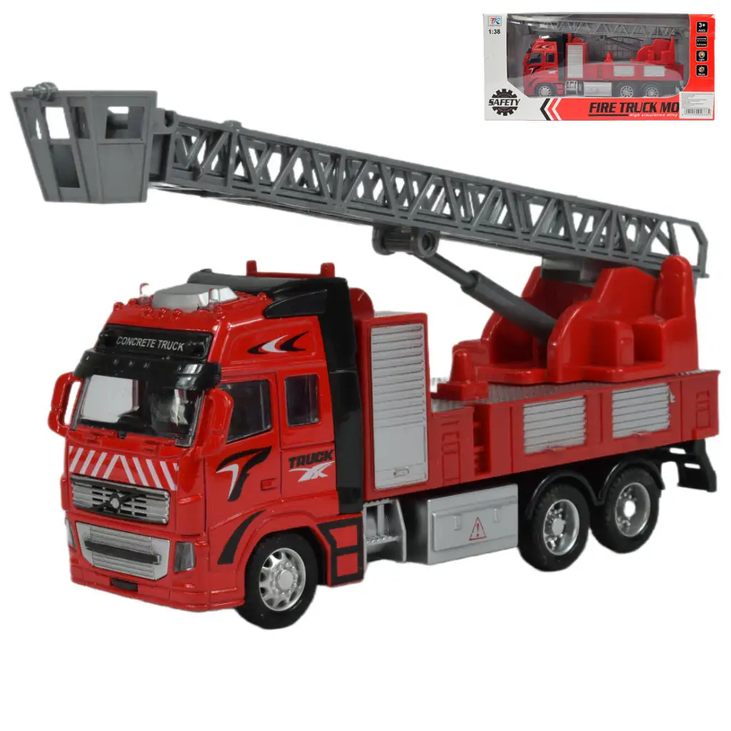 Fire Rescue: Lendkerekes létrás tűzoltóautó fénnyel és hanggal 19cm kép 1