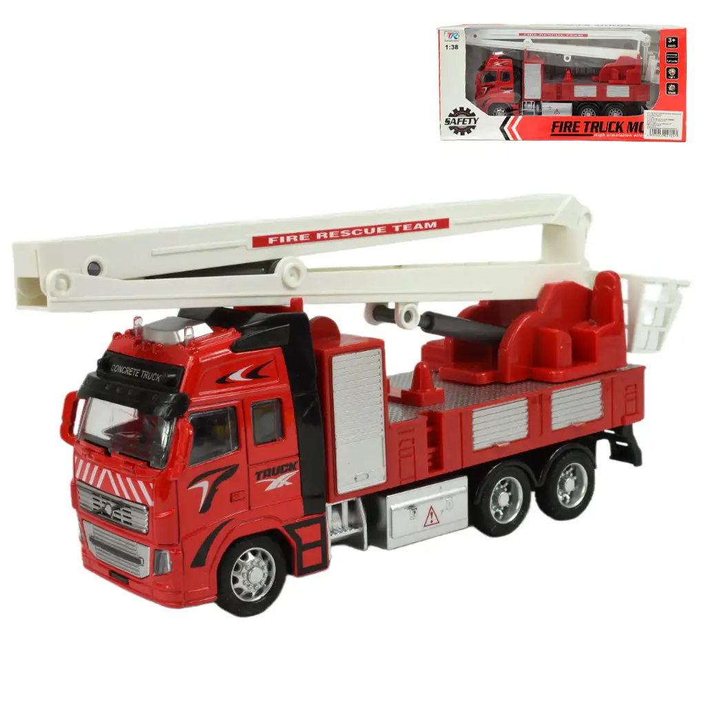 Fire Truck: Lendkerekes darus tűzoltóautó fénnyel és hanggal 20cm kép 1