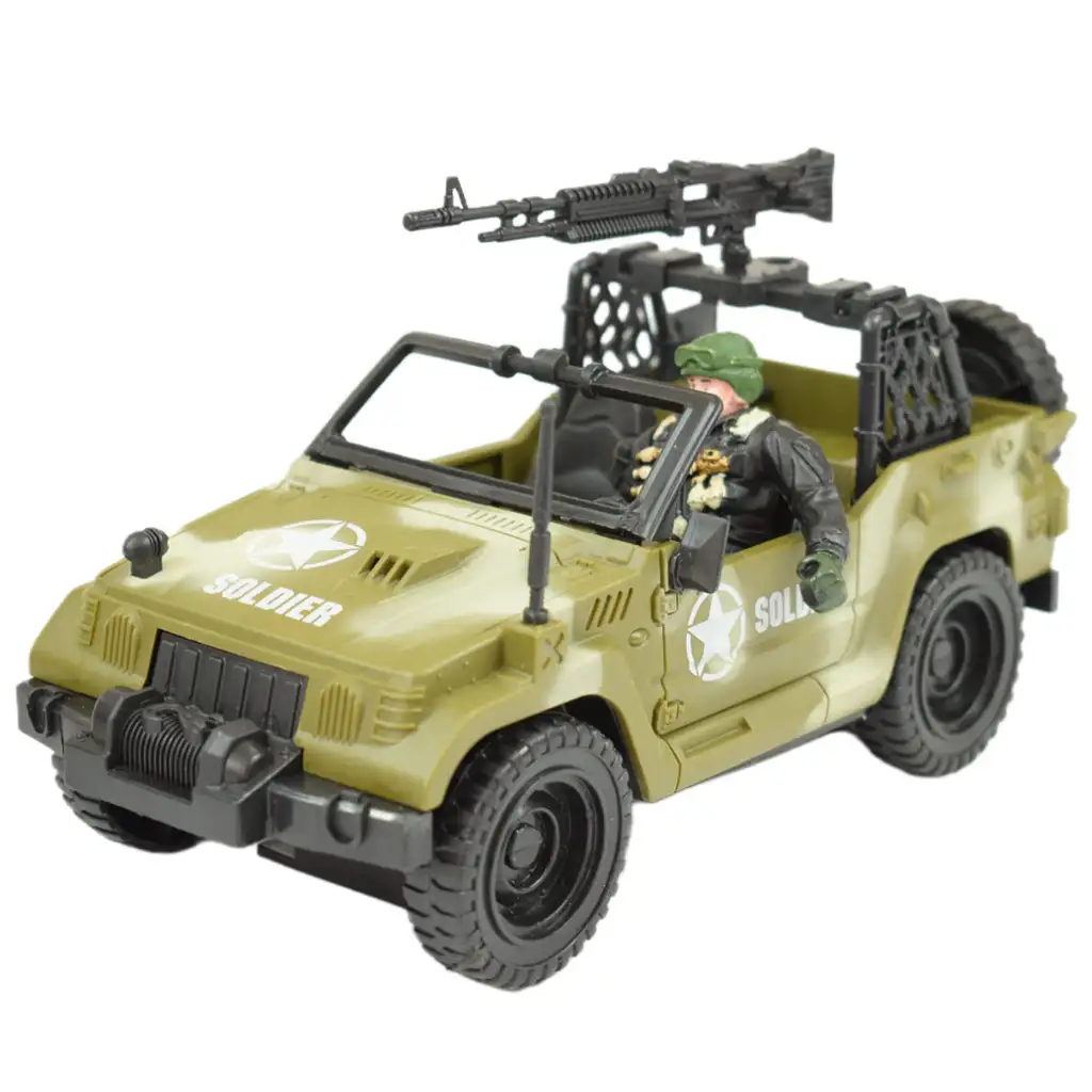Combat Force 9: Katonai terepjáró katonával és fegyverekkel 22cm kép 2
