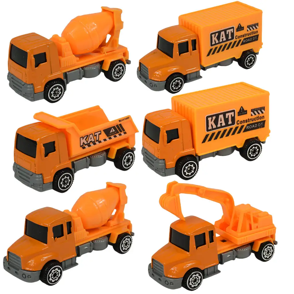 Alloy Car: 6db-os építőipari teherautó szett 8cm kép 1