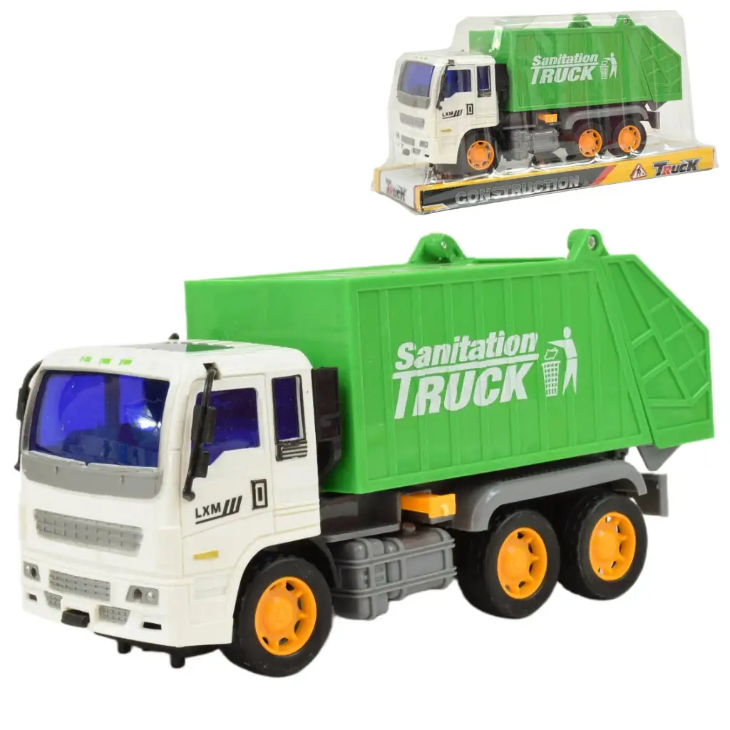 Construction Truck: Szemétszállító autó lendkerekes kialakítással 19cm kép 1