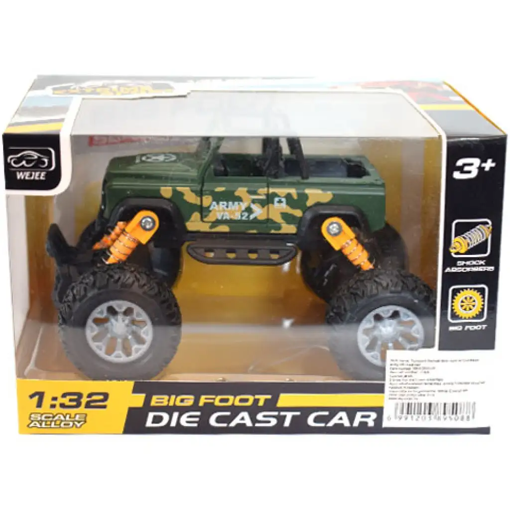 Off-Road hátrahúzós zöld terepjáró 1/32 kép 1