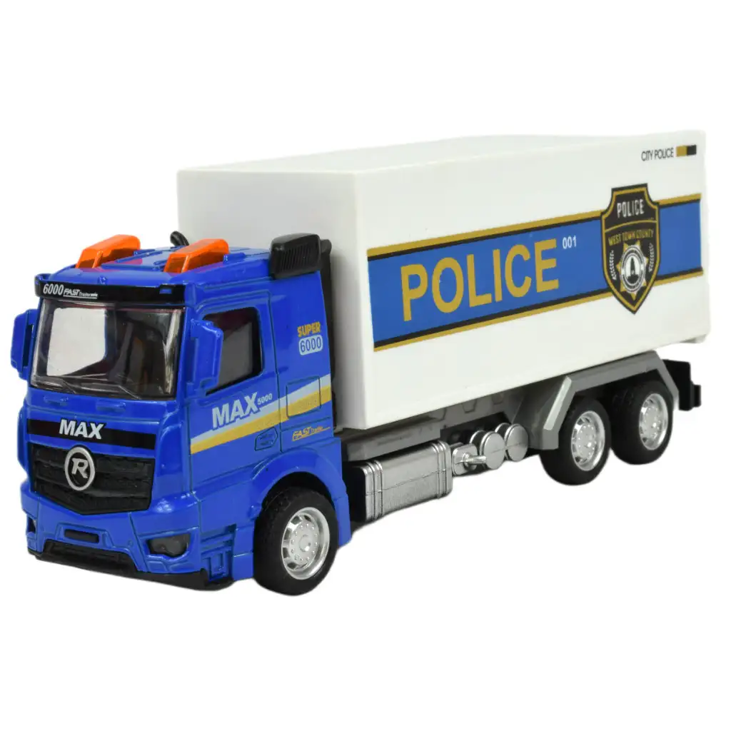 Police Set: Lendkerekes rendőrségi teherautó fénnyel és hanggal többféle változatban 19cm 1db kép 2