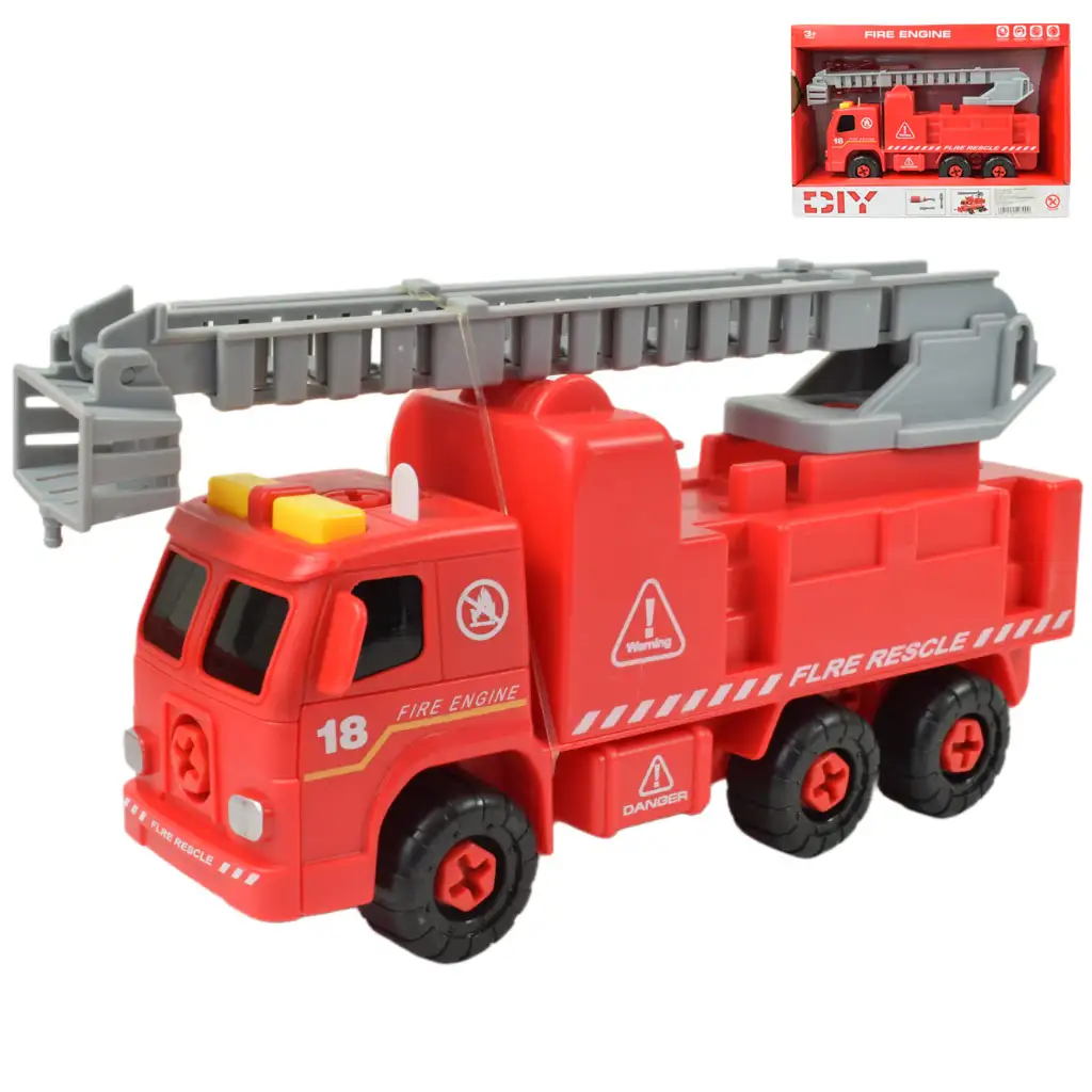 Fire Engine: Darus szétszerelhető tűzoltóautó szerszámokkal és hanggal 20cm kép 1