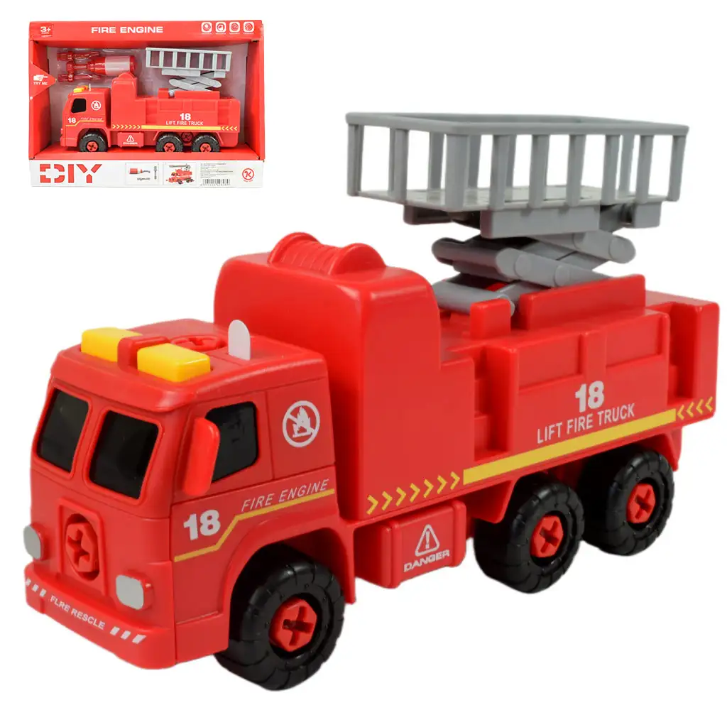 Fire Engine: Emelőkosaras szétszerelhető tűzoltóautó szerszámokkal és hanggal 20cm kép 1