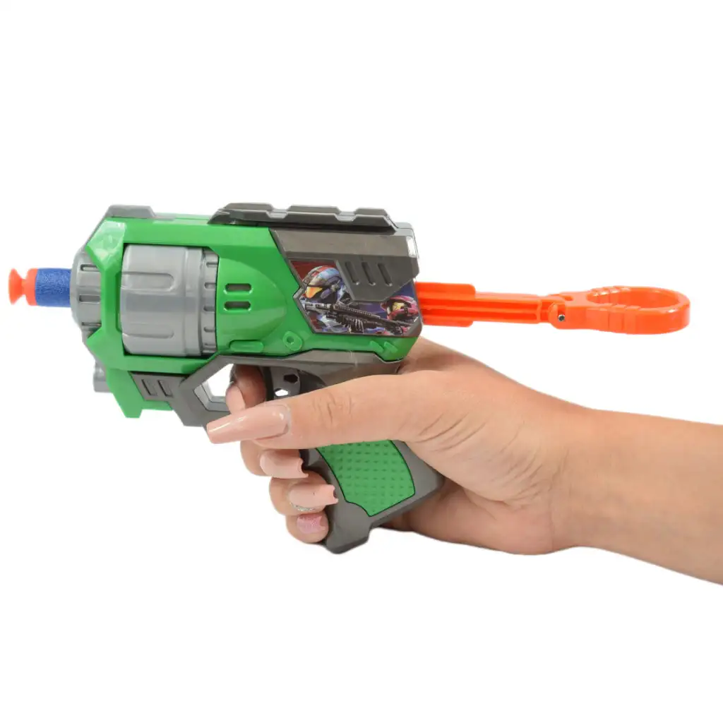 Cool Soft Bullet Gun: Kisméretű szivacslövő fegyver töltényekkel zöld színben 14cm kép 4