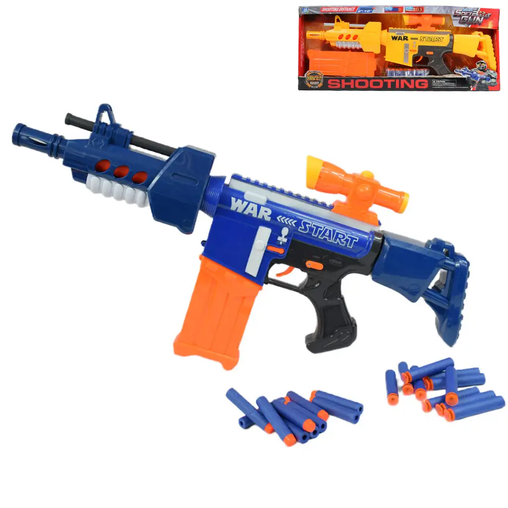 Soft Bullet Gun: Elektromos szivacslövő fegyver tárral és töltényekkel kétféle változatban 60cm kép 1
