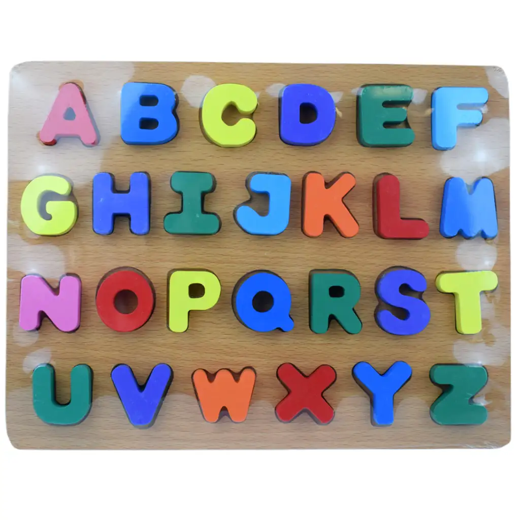ABC színes fa nagybetű formakirakós 30x22cm kép 1