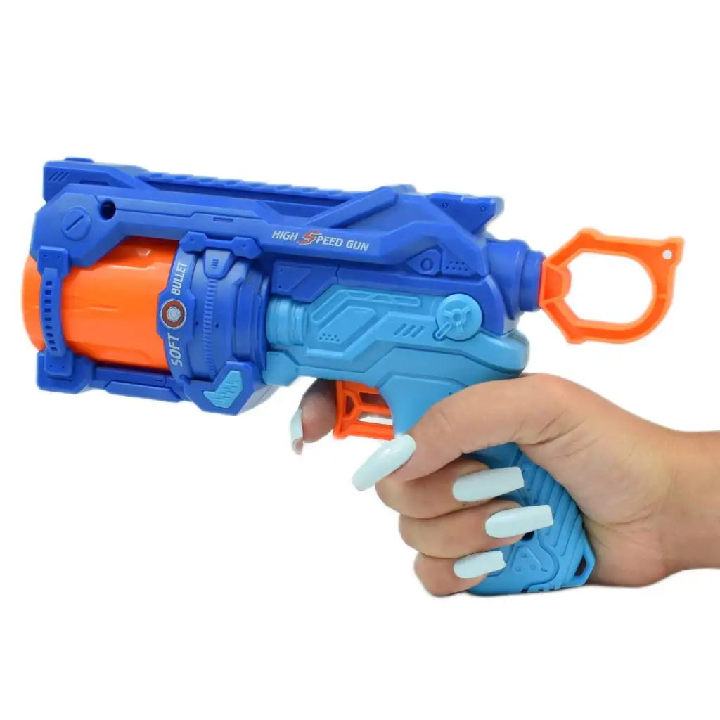 Soft Bullet: Reflex 4 manuális forgótáras szivacslövő fegyver céltáblával 22cm kép 6
