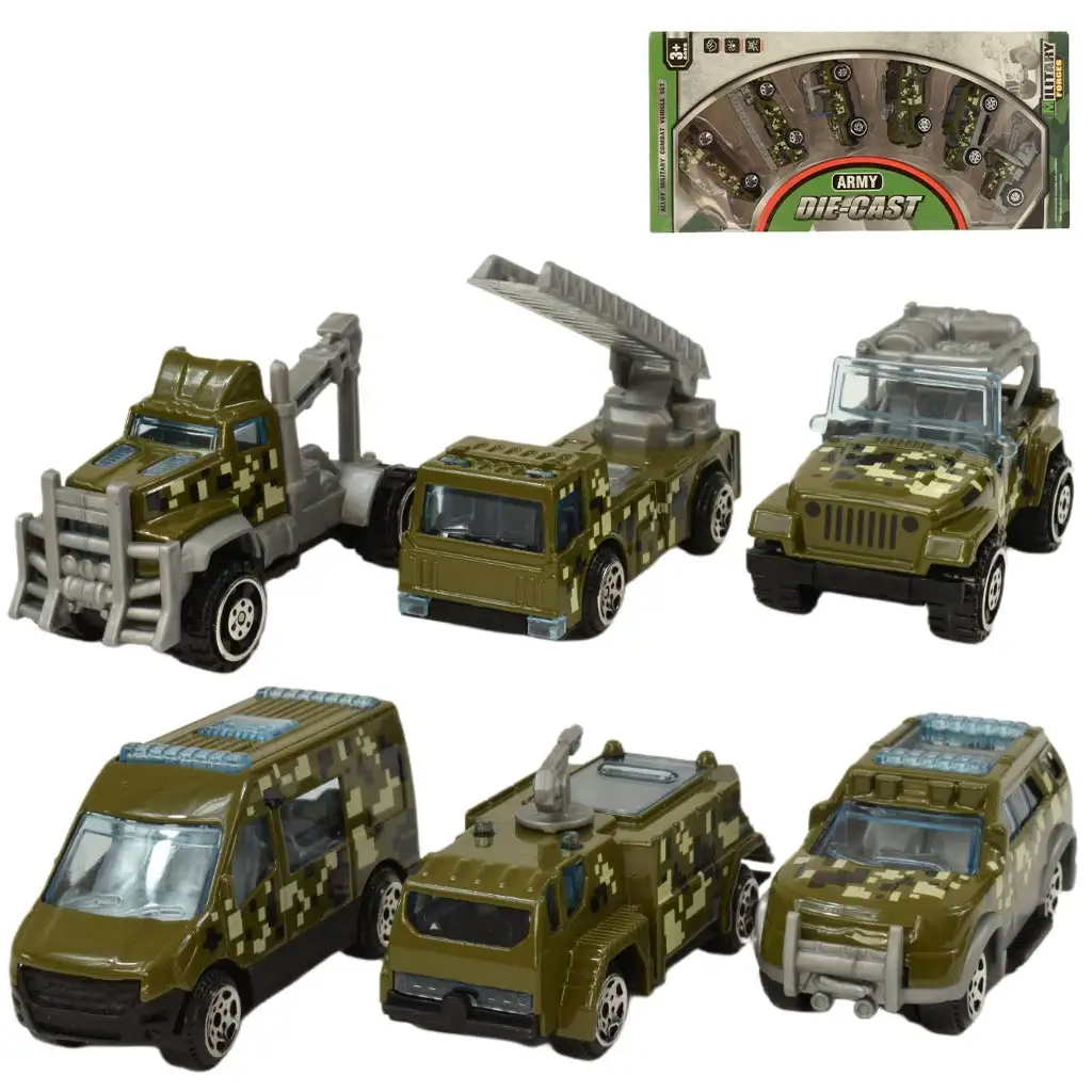 Army Die-Cast: Katonai 6 db-os kisautó szett kép 1