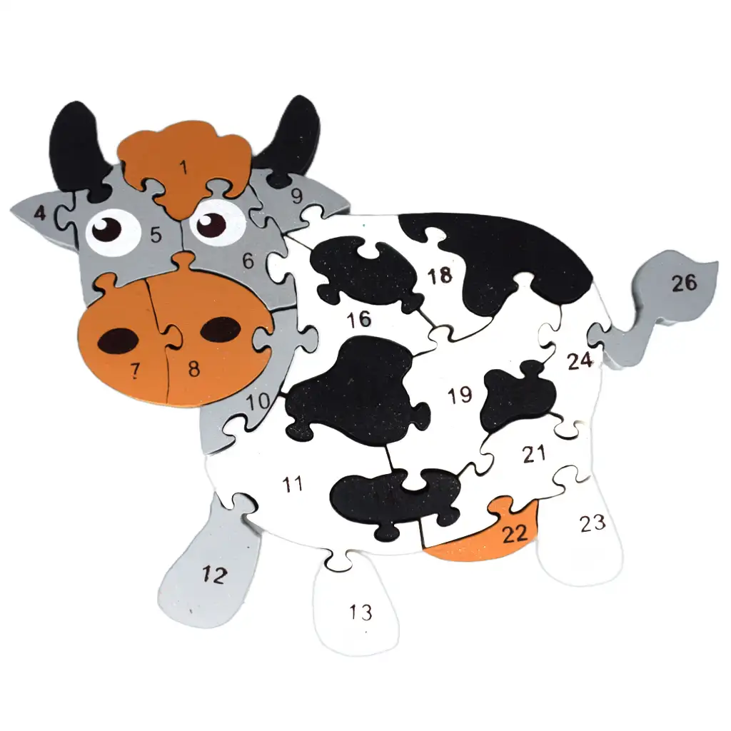 ABC - 123 bocis fa oktató puzzle kép 1